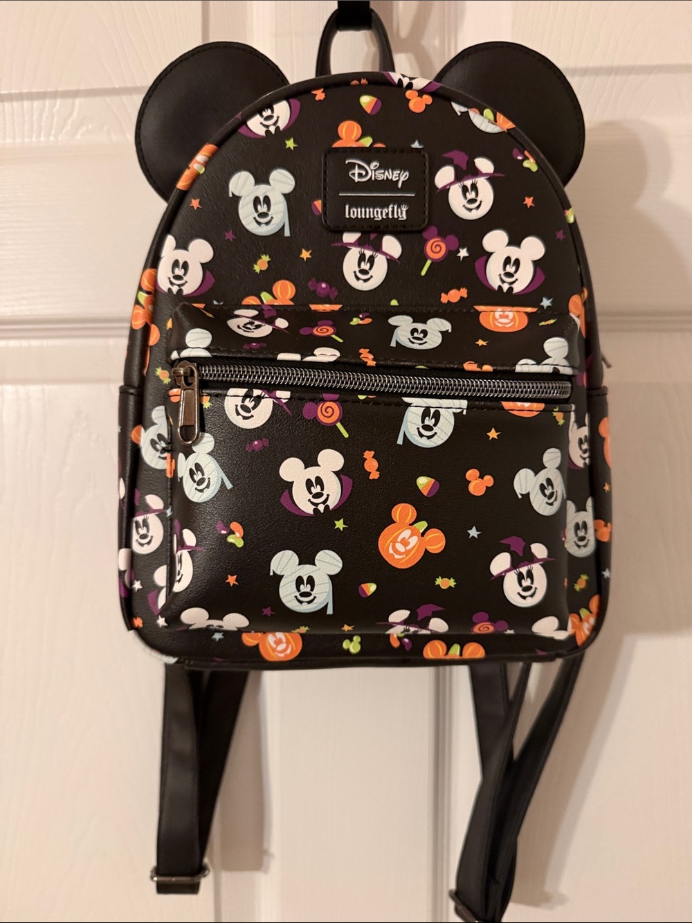 Loungefly Black Halloween Mickey Pattern Kids Mini Backpack